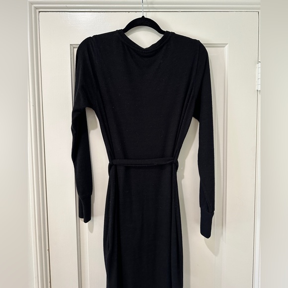 Topshop black long sleeve crewneck tie belt slit maxi sweater dress nwt - Picture 9 of 11